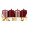 Svíčky adventní d5x9cm MIX metal lesk 2+2ks - růžovozlaté, bordó