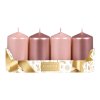 Svíčky adventní d5x9cm MIX metal lesk 2+2ks - růžovozlatá, broskvová