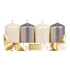 Svíčky adventní d5x9cm MIX metal lesk 2+2ks - béžová, šampaň