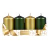 Svíčky adventní d5x9cm MIX metal lesk 2+2ks - zlaté, zelená