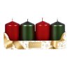 Svíčky adventní d5x9cm MIX metal lesk 2+2ks - červená, zelená