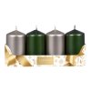Svíčky adventní d5x9cm MIX metal lesk 2+2ks - šampaň, zelená
