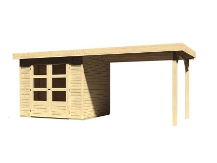 66992 5 dreveny domek karibu askola 2 pristavek 280 cm 77723 natur