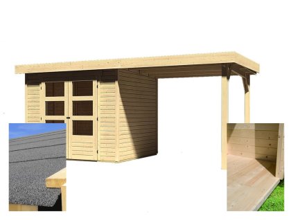 77396 dreveny domek karibu askola 3 pristavek 240 cm 14441 set lg2137