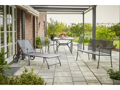 Royal Garden Excelsior Set 1 - sestava nábytku (1x stůl Royal Verso + 4x stoh. židle Excelsior + 1x lavice Excelsior + 1x lehátko Excelsior)