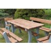 Výhodný set s přirozenou krásou dřeva obsahující betonový stůl, 2x lavičku, 2x židli. Výrobce Pekárek
