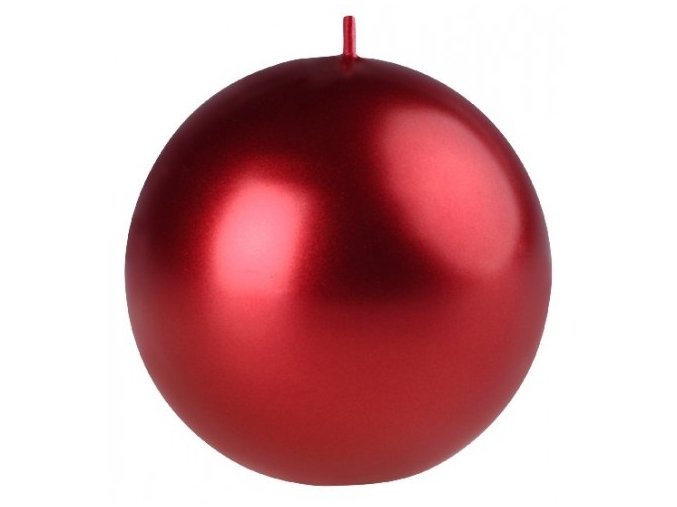 Svíčka koule -  8 cm, met.červená