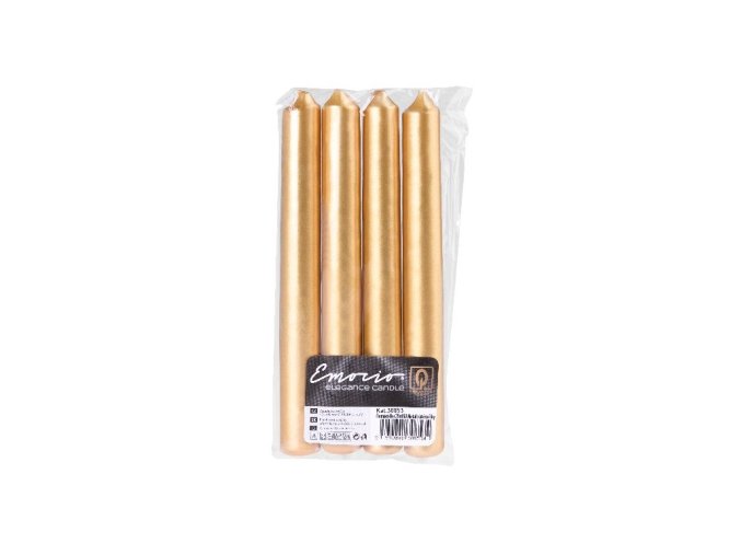 Svíčka kónická Emocio Elegance 4 ks 20 x 160 - metal zlatá