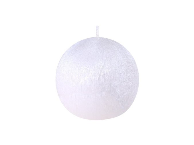 Svíčka drápaná 70 mm koule - perla bílá