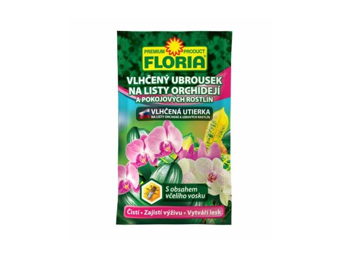 008334 FLORIA Vlhčený ubrousek na listy orchidejí a pokojových rostlin 8594005009059 400x440