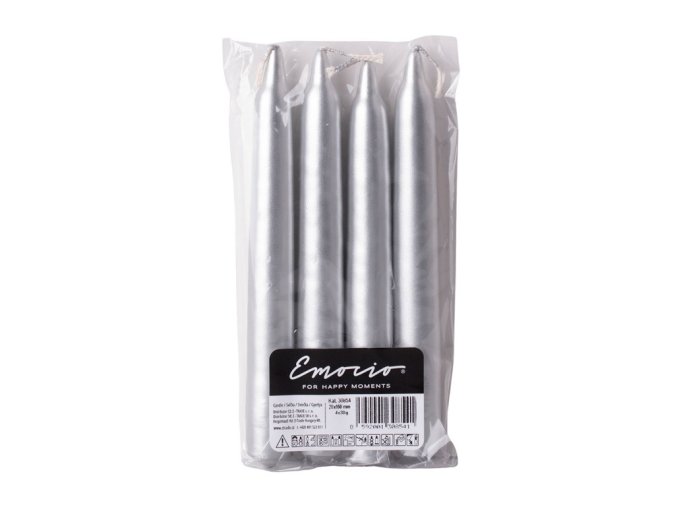 Svíčka kónická Emocio Elegance 4 ks 20 x 160 metal stříbrná