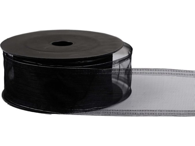 stuha organza 4 cm x 10 m cerna