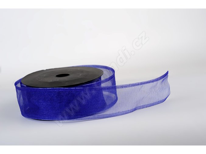 stuha organza snow 4cm x 9 1m tm modra