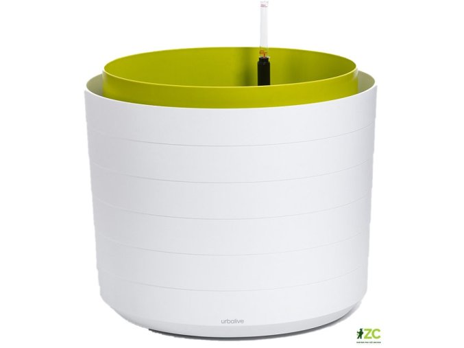 PLASTIA - BERBERIS - Květináč samozavlažovací velkoobjemový - bílá + zelená