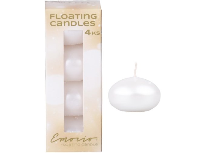 emocio plovouci perla bile svicky 4 ks v krabicce