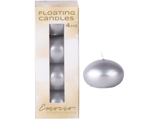 emocio plovouci metal stribrne svicky 4 ks v krabicce