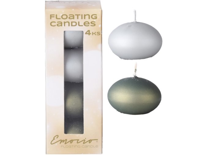 emocio plovouci metal mat zelene mix svicky 4 ks v krabicce