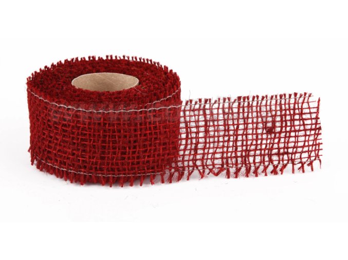 Stuha jutová jemná 5cm x 5m BORDÓ