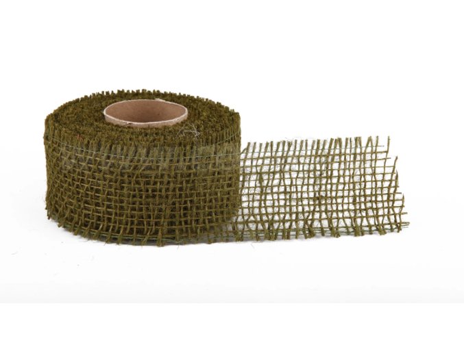 Stuha jutová jemná 5cm x 5m ZELENÁ