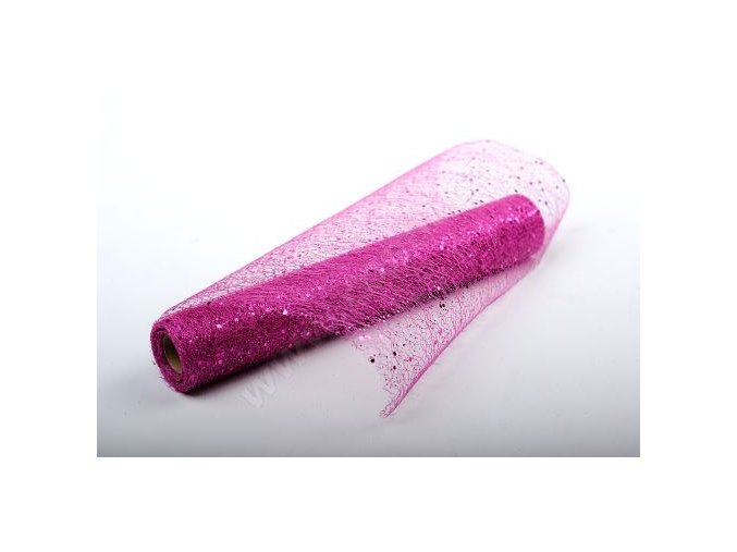 Stuha Fibre třpyt 30 cm x 4,6 m - cyklámen