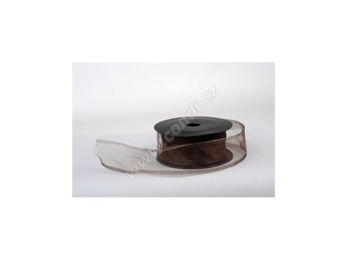 Stuha Organza 4 cm x 10 m - hnědá