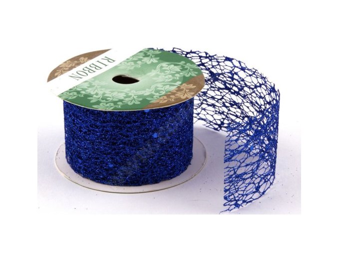 Stuha Fibre třpyt 4 cm x 4,6 m - modrá