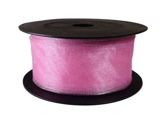Stuha Organza snow 4 cm x 9,15 m - růžová