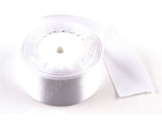 Stuha saténová 4 cm x 23 m -  bílá