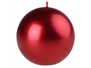 Svíčka koule -  8 cm, met.červená