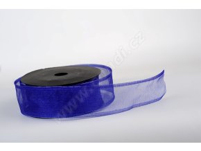 stuha organza snow 4cm x 9 1m tm modra