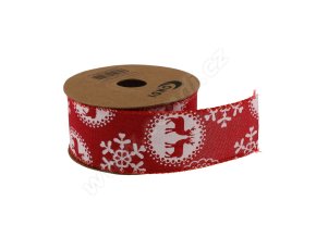 Polyjutová stuha vánoční 4 cm x 5 m - červená