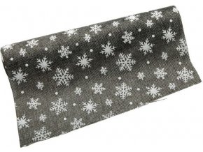 Jutová role - vánoční 28 cm x 3 m - šedá/bílá