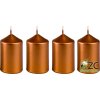 Svíčka adventní 40 x 60 mm  4 ks - metalická bronz