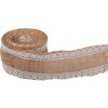 Jutová stuha s krajkou 5 cm x 3 m - natur/bílá