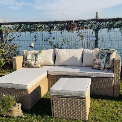 Záhradná zostava s ratanovým efektom Mini pre 4 osoby