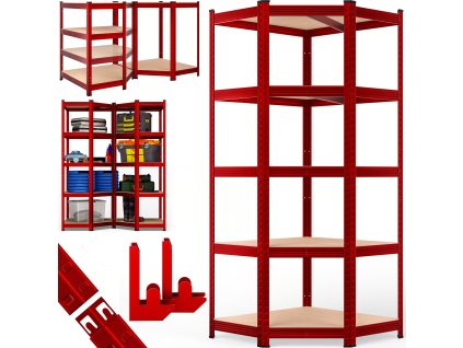 12771 rohovy regal 180x70x40 cm cerveny