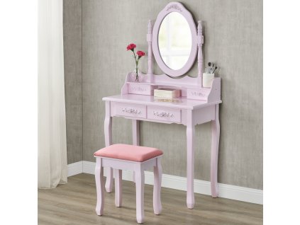 Toaletný stolík Mira - ružový 123483