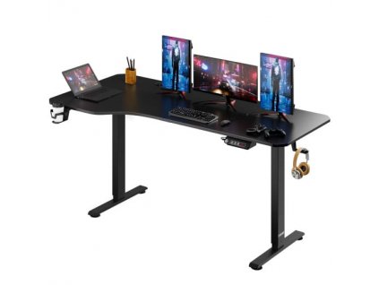 Výškovo nastaviteľný kancelársky stôl čierny-160x75x118 cm využitie