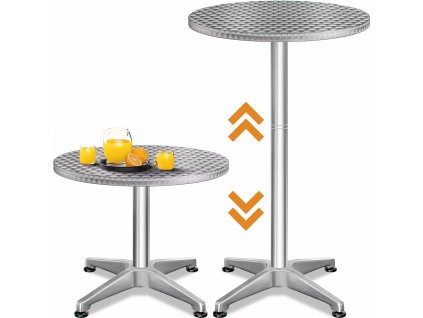 Hliníkový barový stôl  Ø60 cm - strieborný