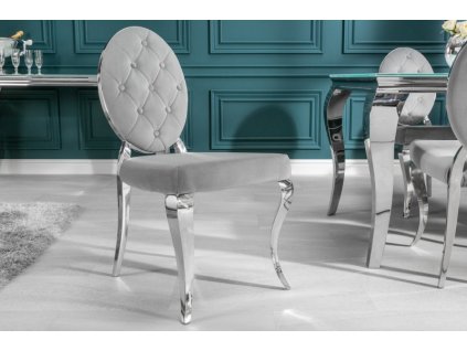 Luxusná stolička Modern Barock zamat sivá 235253