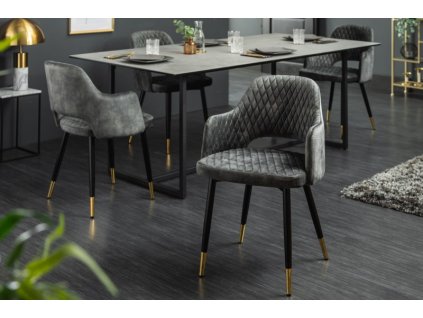 Luxusná stolička Paris zamat šedo zelená 235586