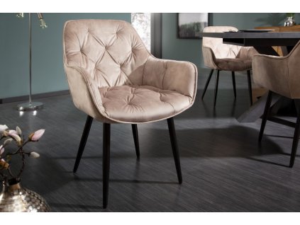 Dizajnová stolička Milano champagne zamat 235681