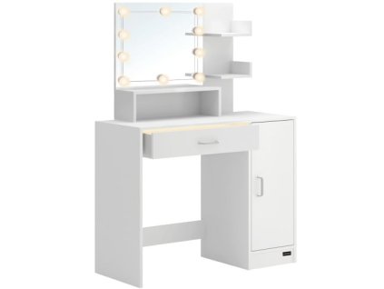 Toaletný stolík Jocelyn s LED osvetlením 90x38x137 cm biely