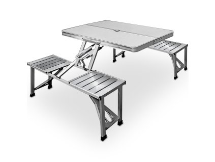 Rozkladací kempingový set - strieborný