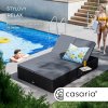 Záhradná ratanová posteľ 200x115x33 cm - čierna pri bazéne