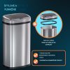 Bezdotykový hranatý odpadkový kôš s USB 58l - strieborný veko