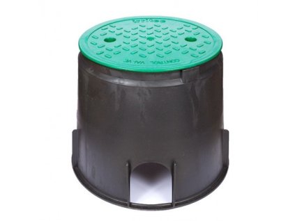 Kruhová šachtice, zelené víko pro 1 ventil, výška 25 cm, průměr víka 25 cm