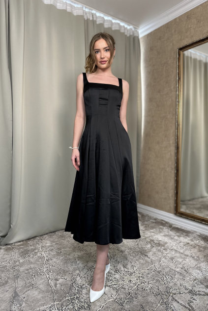 Čierne midi šaty na ramienka