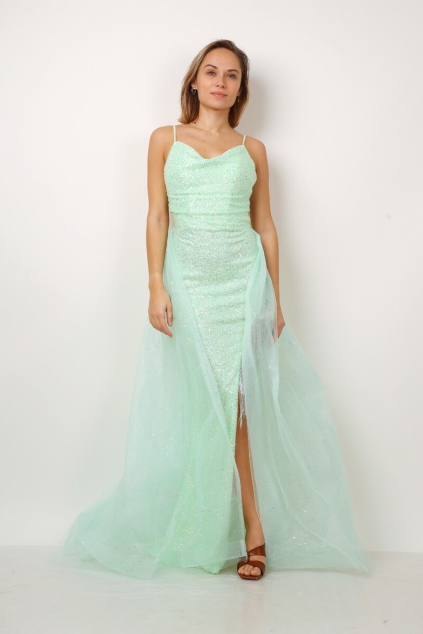 Zelené dlhé šaty s flitrami