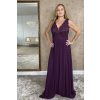 Fialové šifónové dlhé šaty